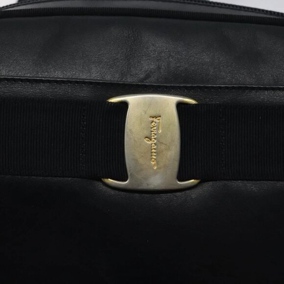 Salvatore Ferragamo Vala Shoulder Bag Leather Navy Gold Auth - Picture 13 of 16